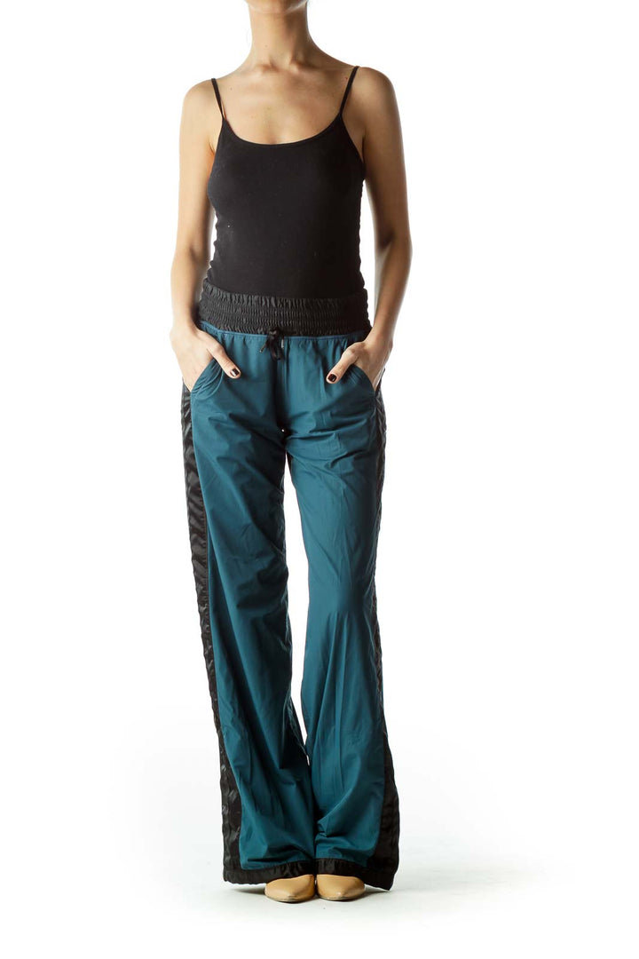 Blue Black Sports Pants with Drawstring