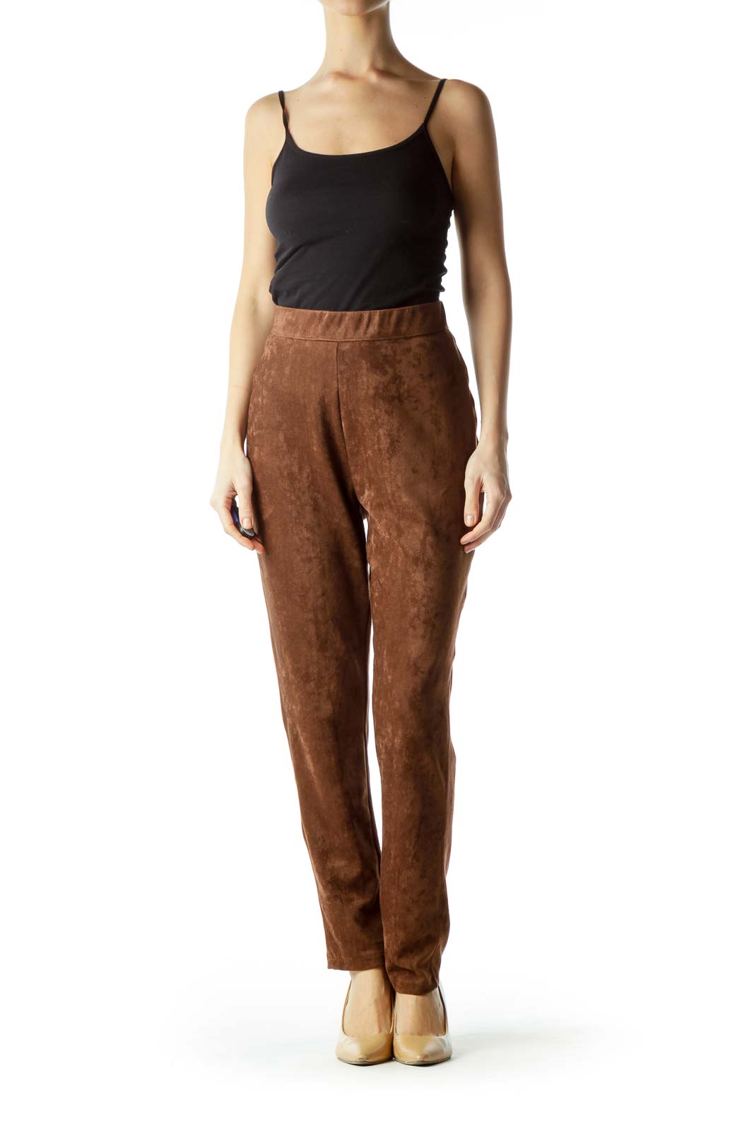 Brown Faux Suede Skinny Pants