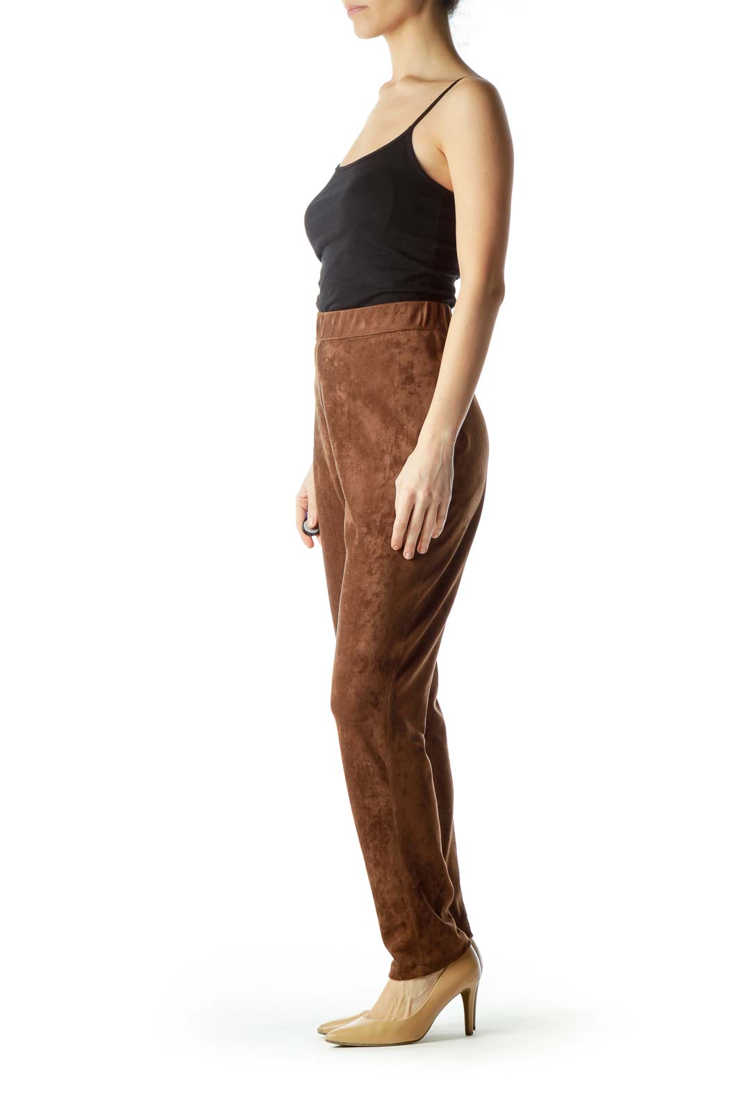 Brown Faux Suede Skinny Pants