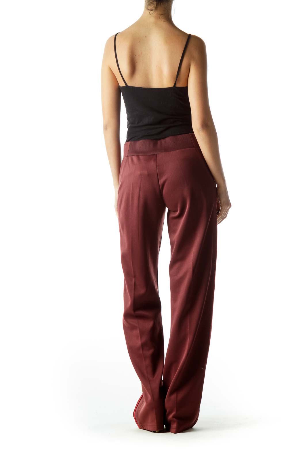 Burgundy Textured Sides Sports Pants