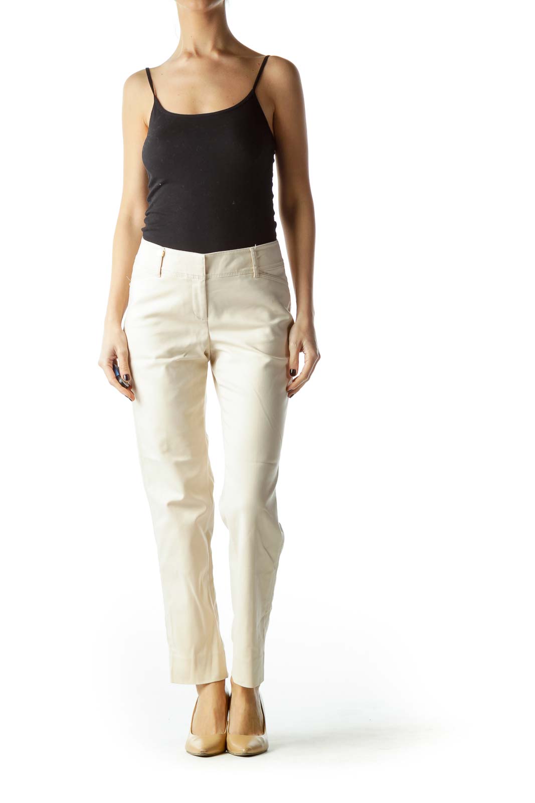 Beige Stretch Metallic Accents Pant