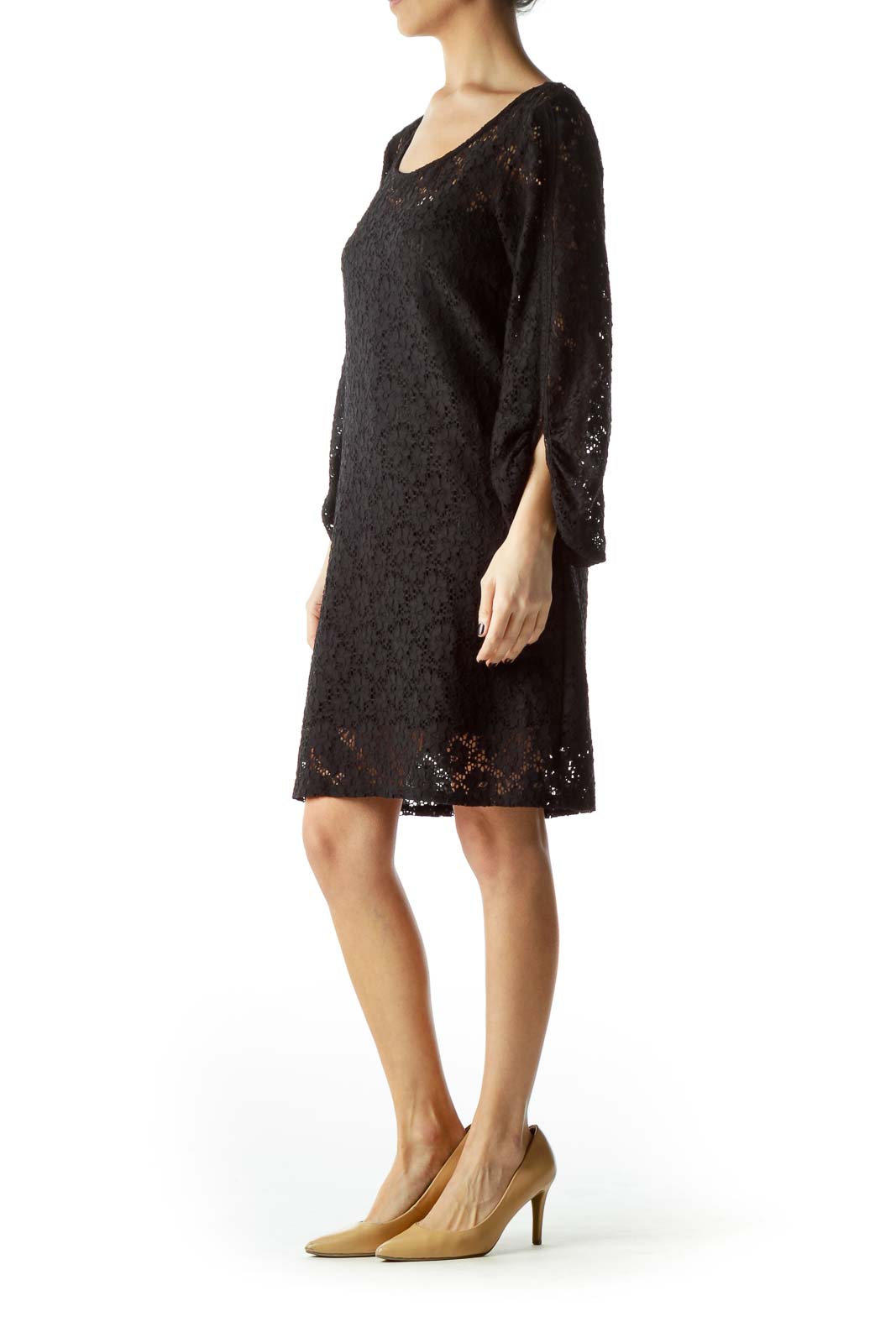 Black Knit Long Sleeve Dress with Slip