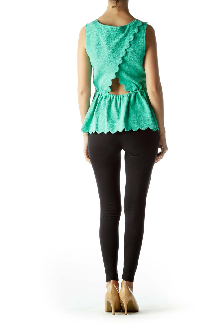 Mint Green Sleeveless  Peplum Top