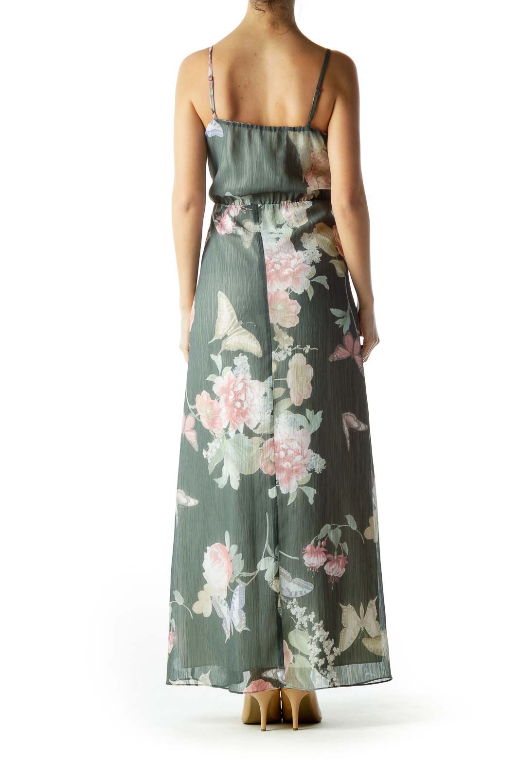 Multicolored Floral Nature Print Long Day Dress