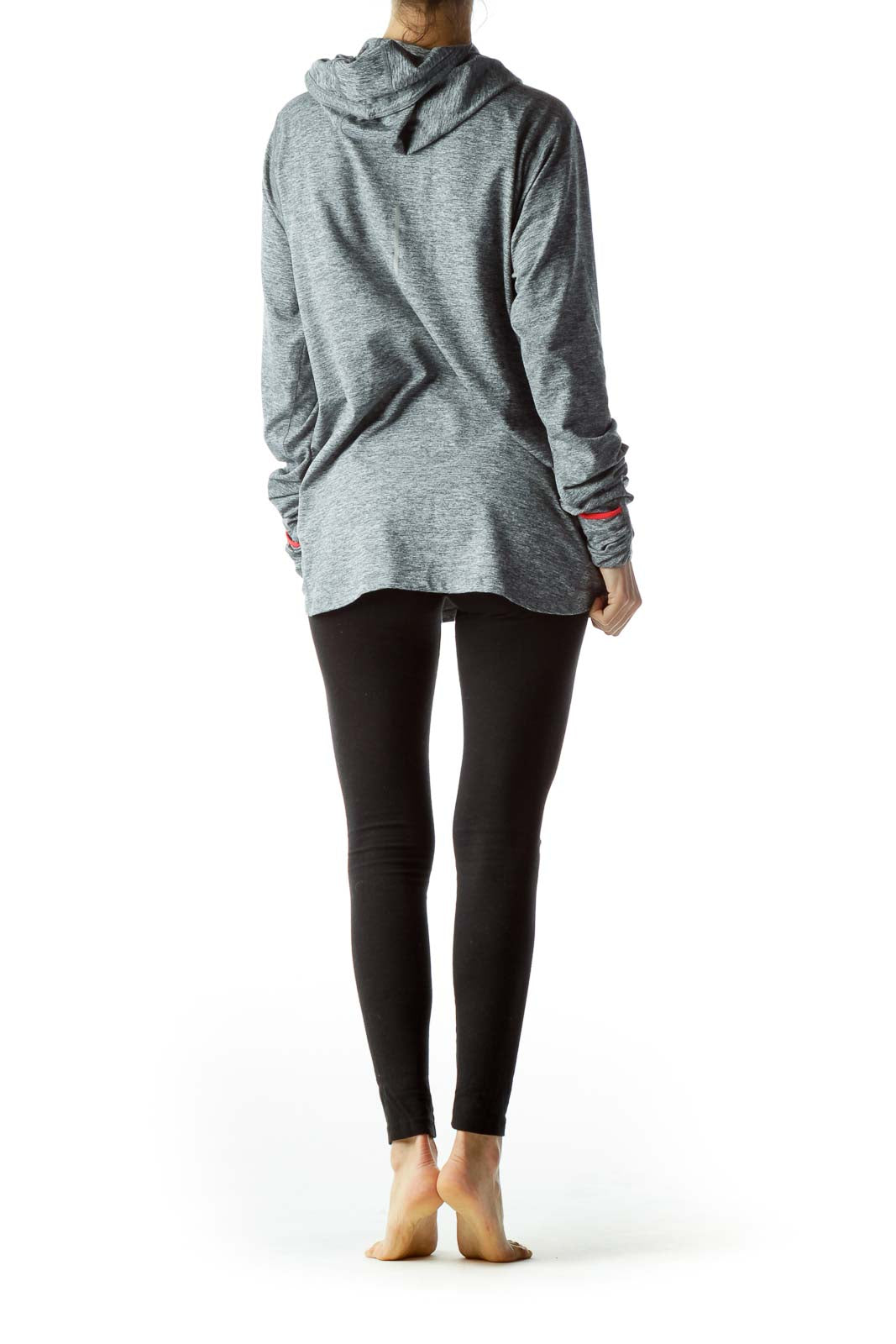 Gray Red Accents Hooded Sports Top