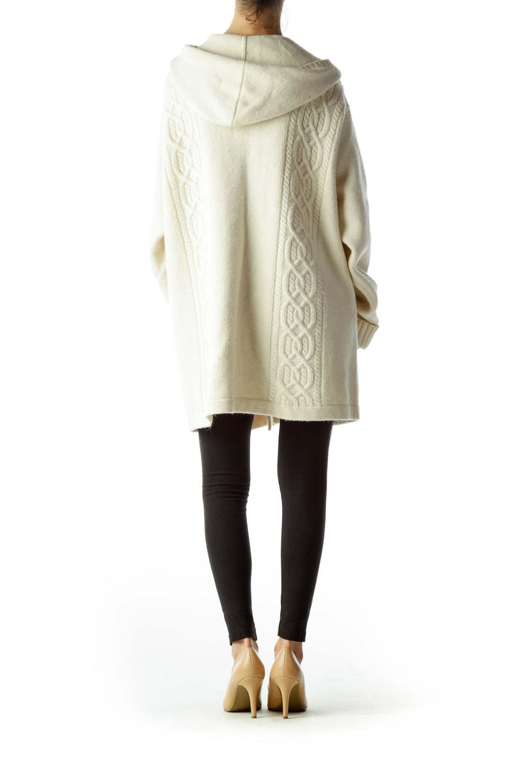 Cream Toggle Cable Knit Heavy Cardigan