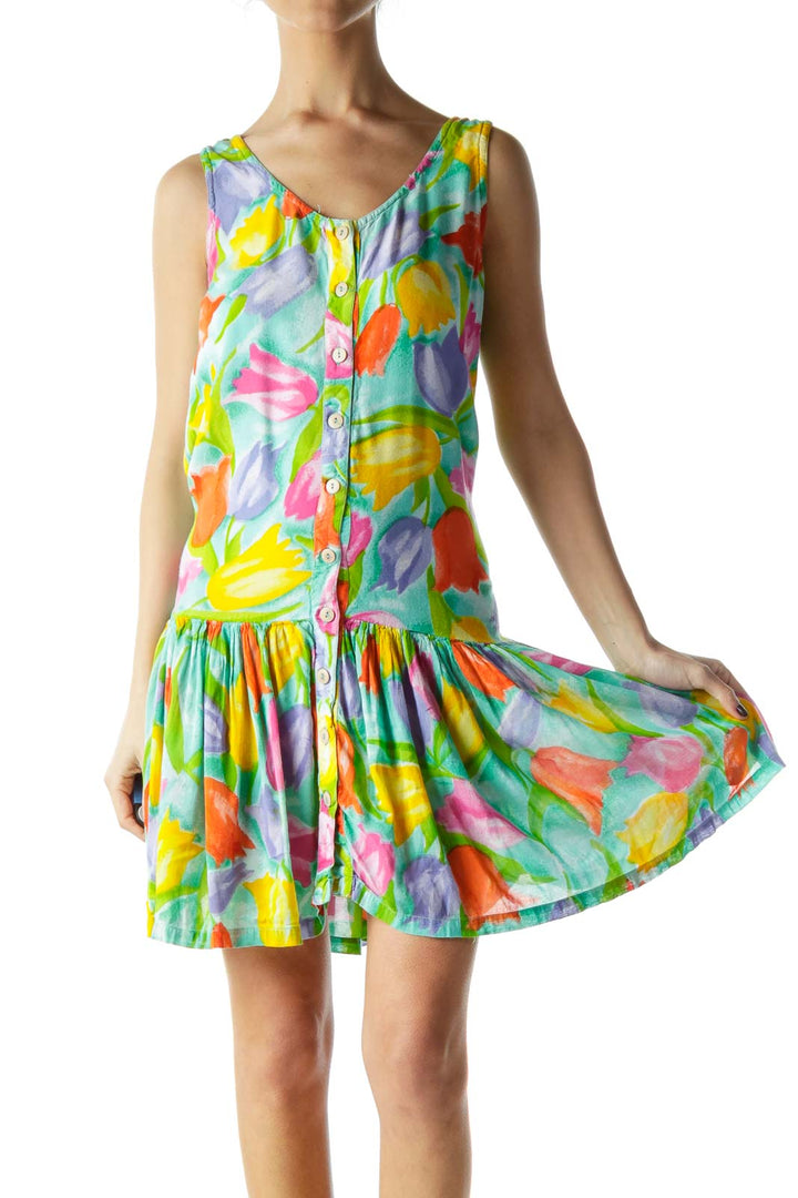 Multicolored Flower Print Day Dress