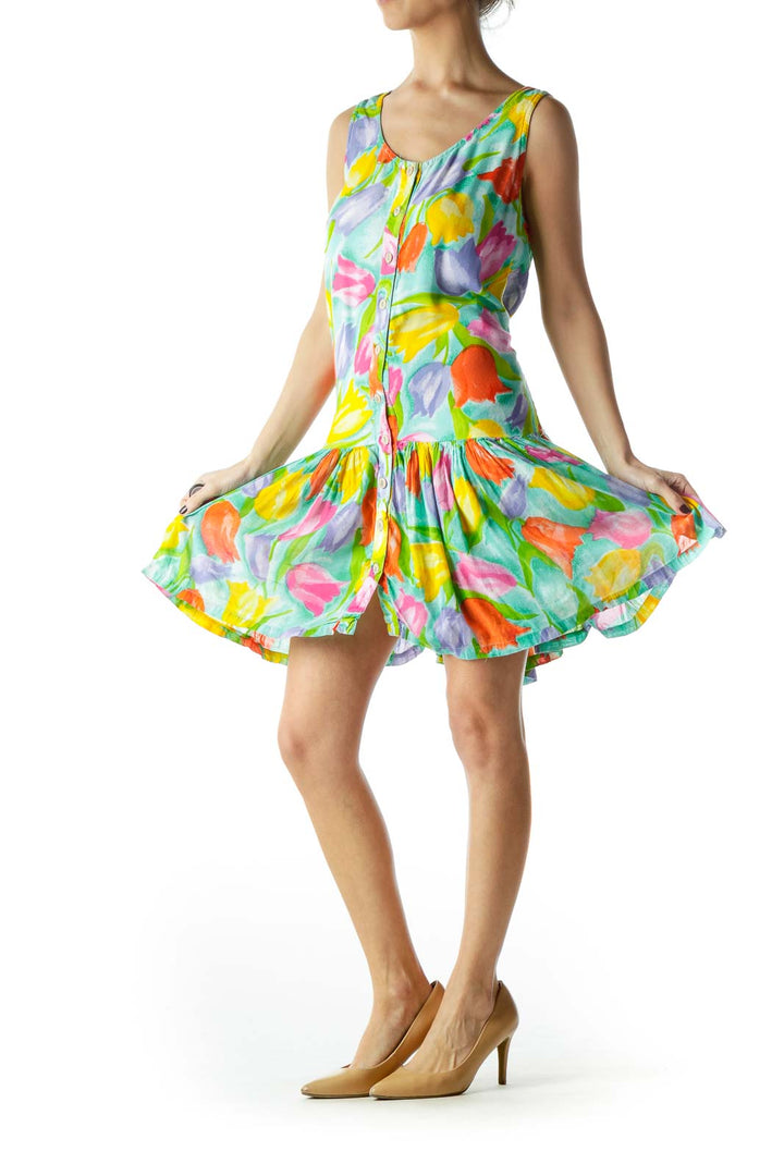 Multicolored Flower Print Day Dress