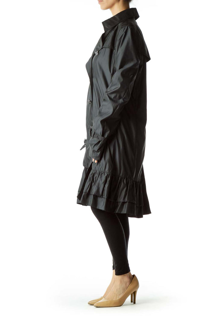 Black Long Single Breasted Trench Coat