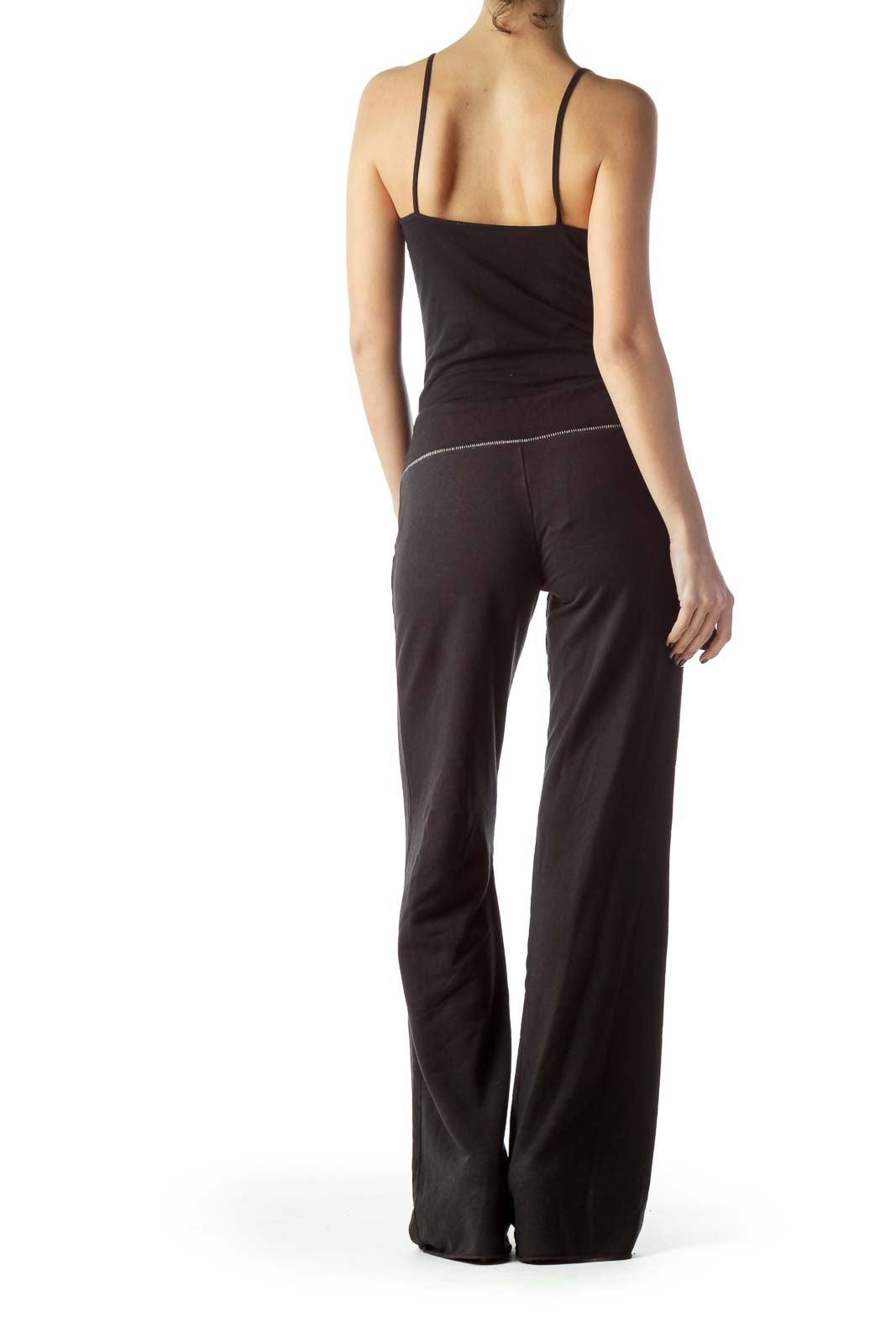 Black Stretch Sports Pants with Drawstring