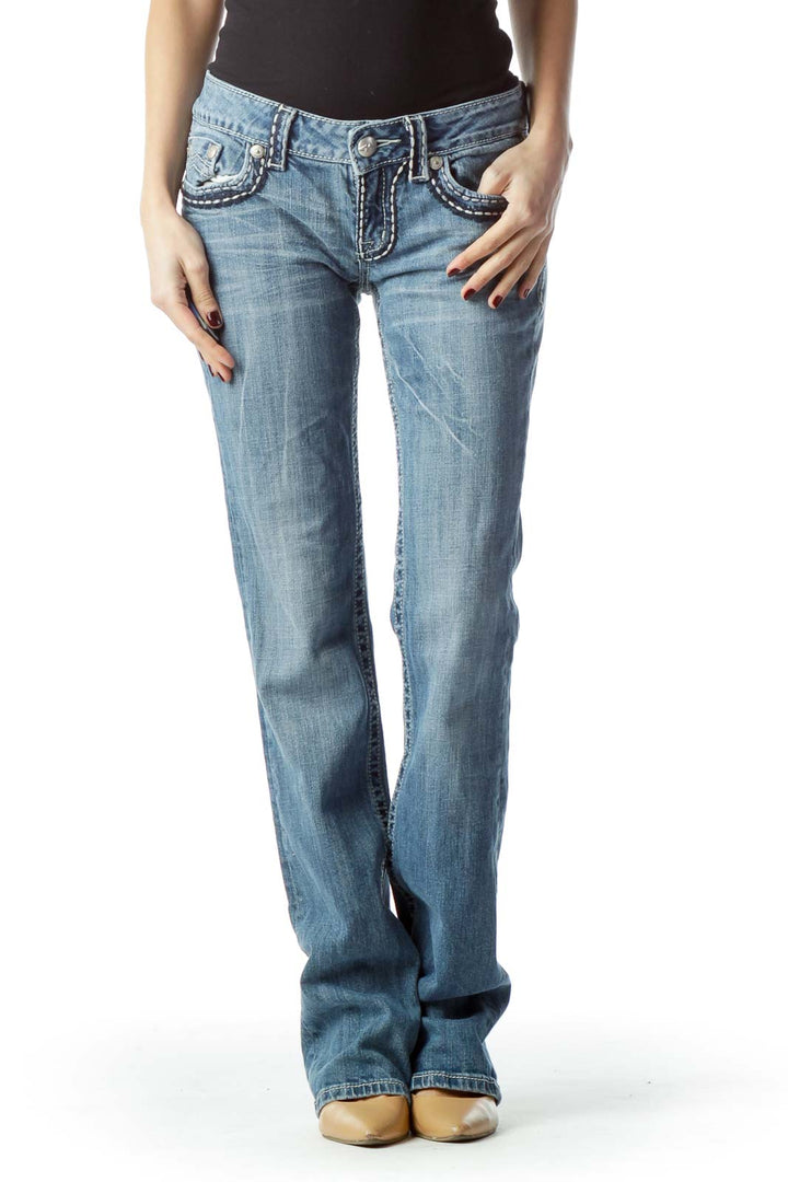 Light-Wash Straight-Leg Denim Jeans