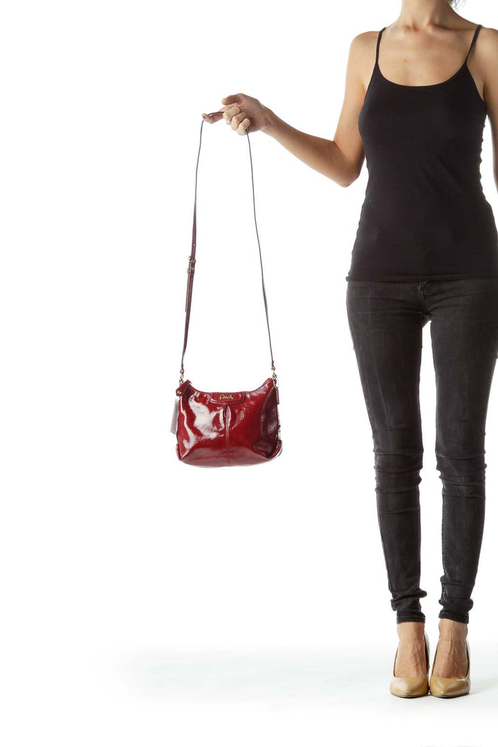 Red Patent with Gold Hardware Crossbody Bag