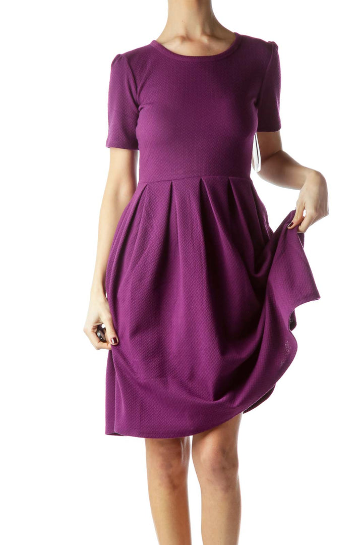 Violet Knitted Short Sleeve Day Dress