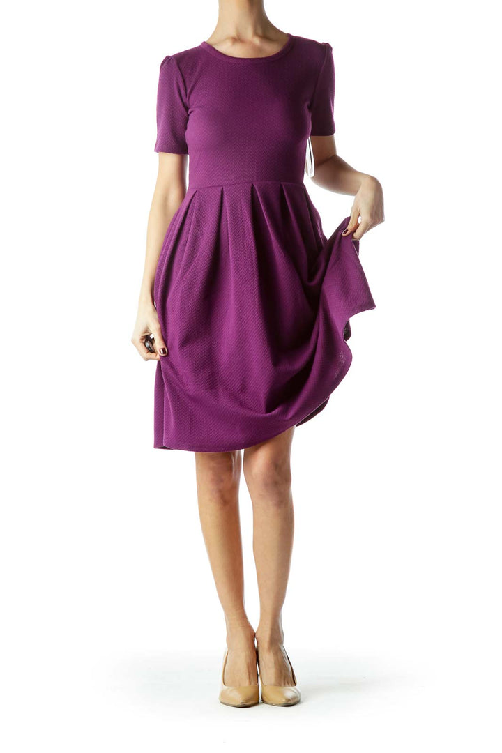 Violet Knitted Short Sleeve Day Dress