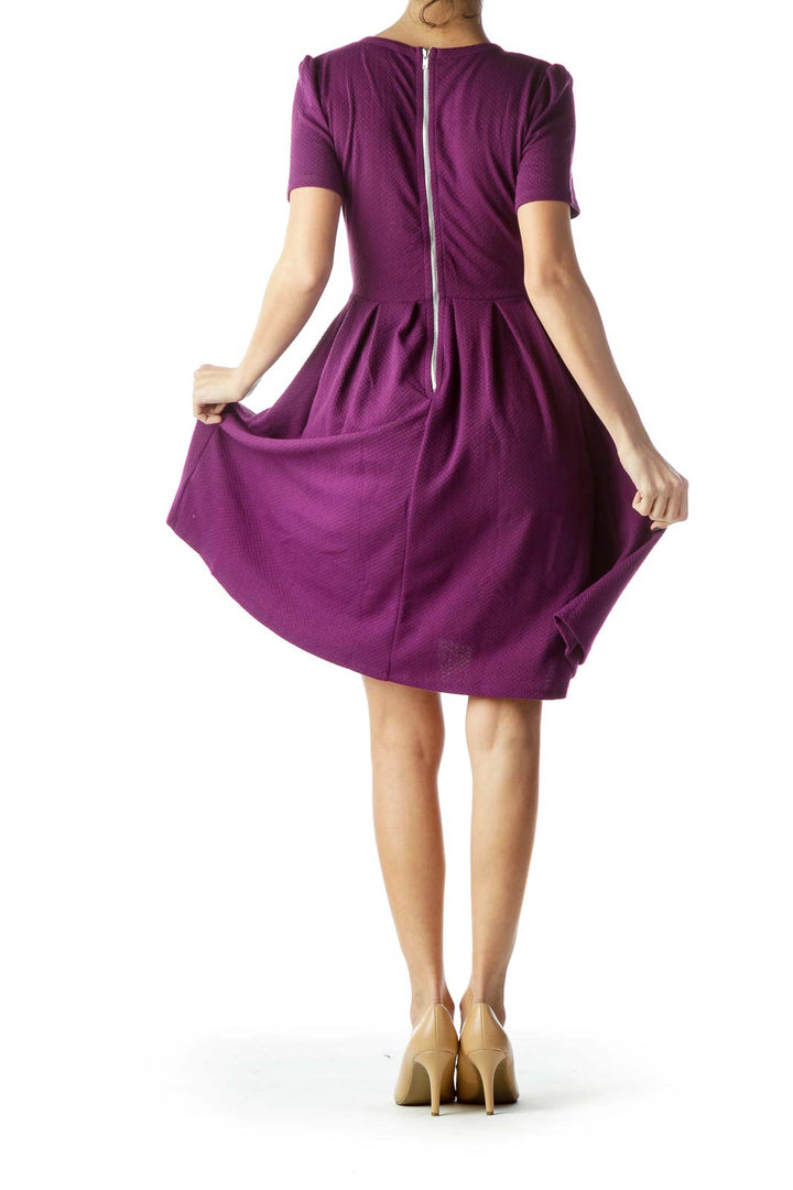 Violet Knitted Short Sleeve Day Dress