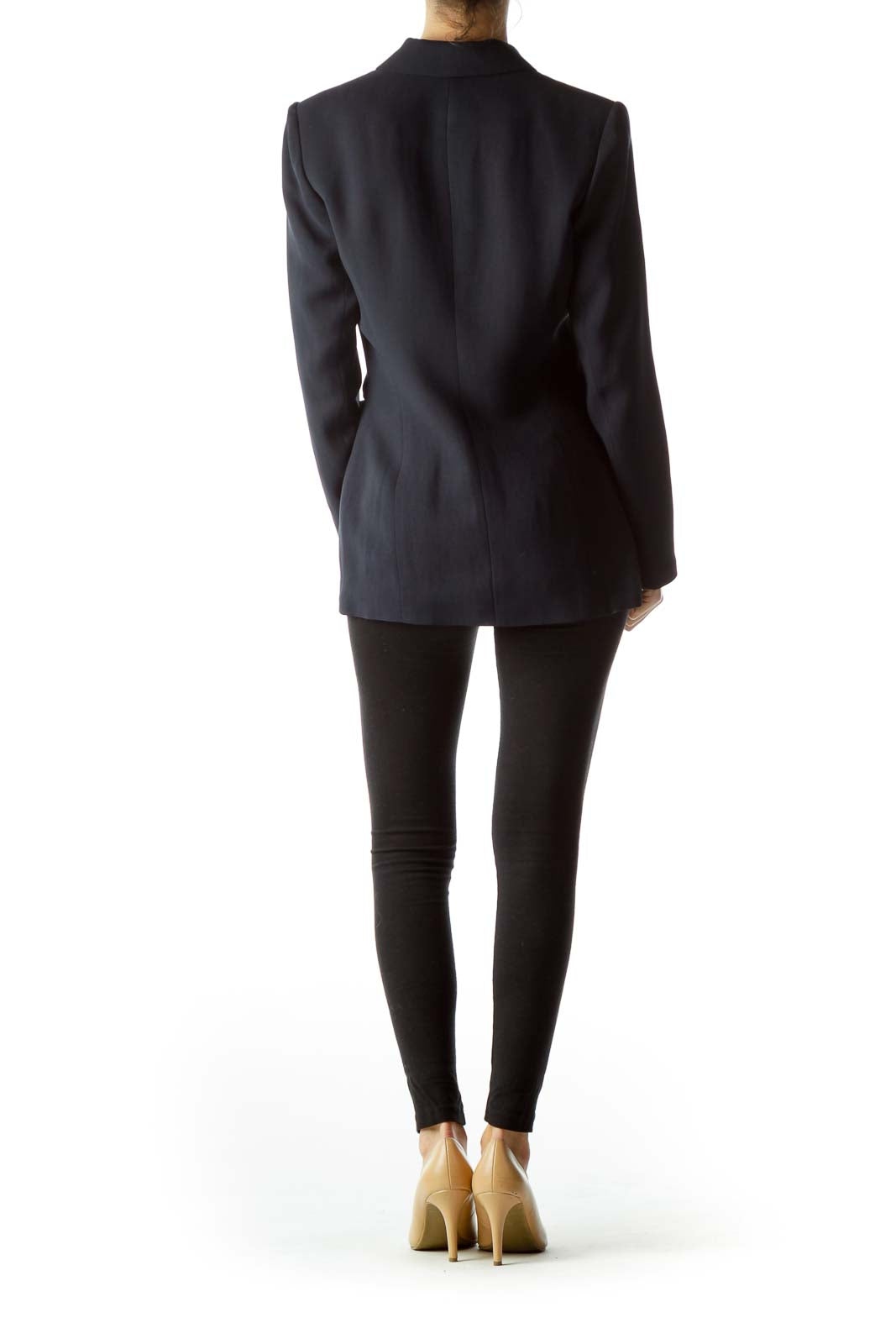 Navy Blue Buttoned Down Pocketed Blazer