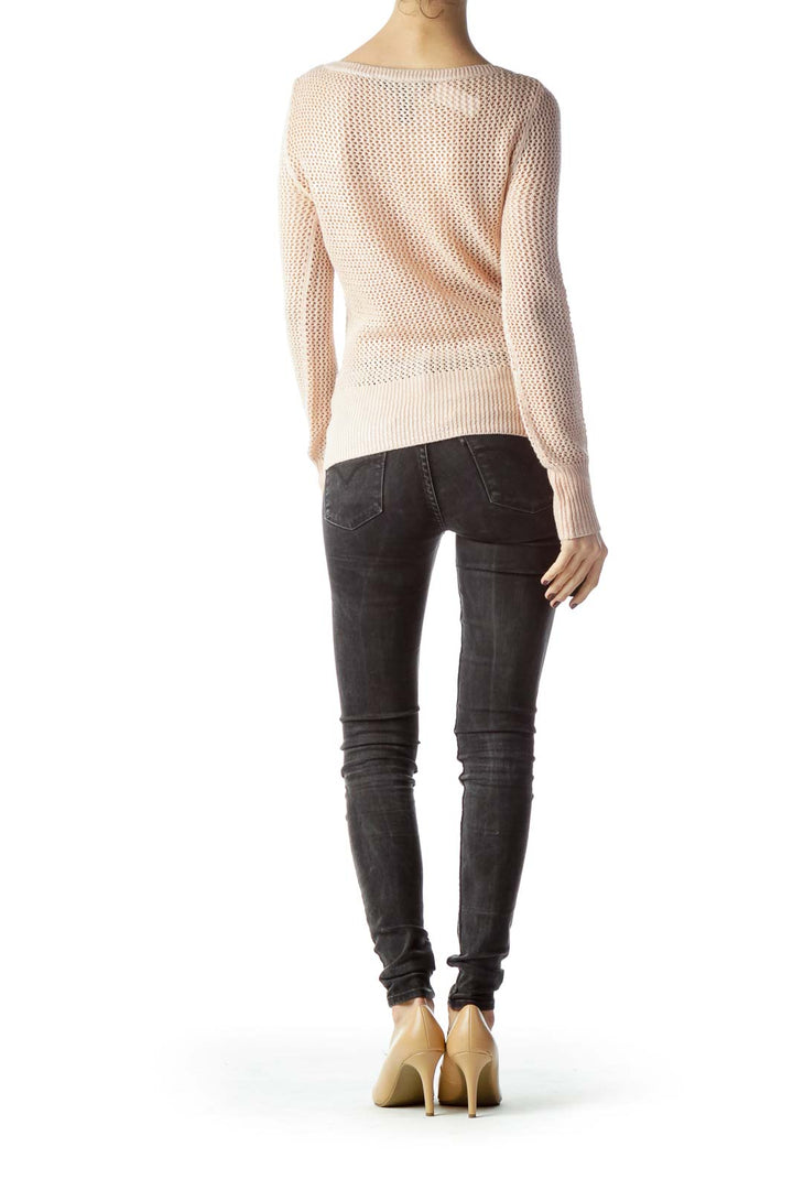 Salmon Pink Metallic Knitted Top