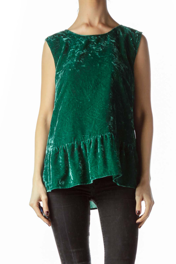 Emerald Green Velvet Sleeveless Top