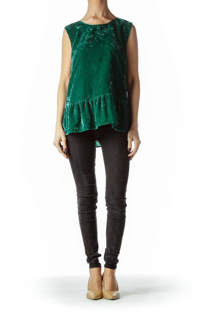 Emerald Green Velvet Sleeveless Top