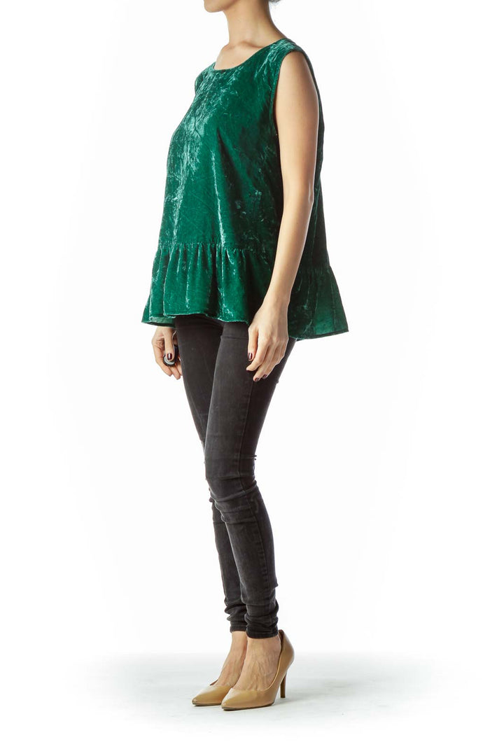 Emerald Green Velvet Sleeveless Top