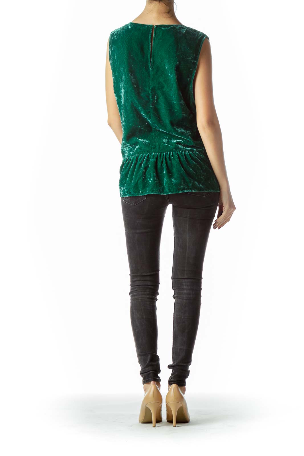 Emerald Green Velvet Sleeveless Top