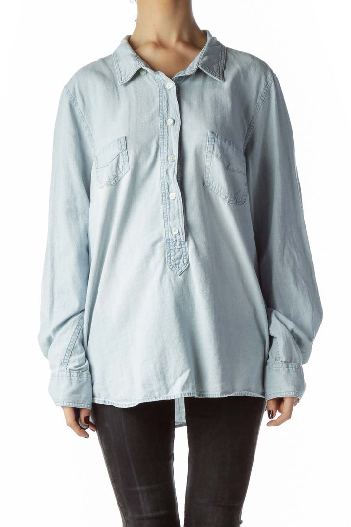 Light-Wash Blue 100% Cotton Shirt