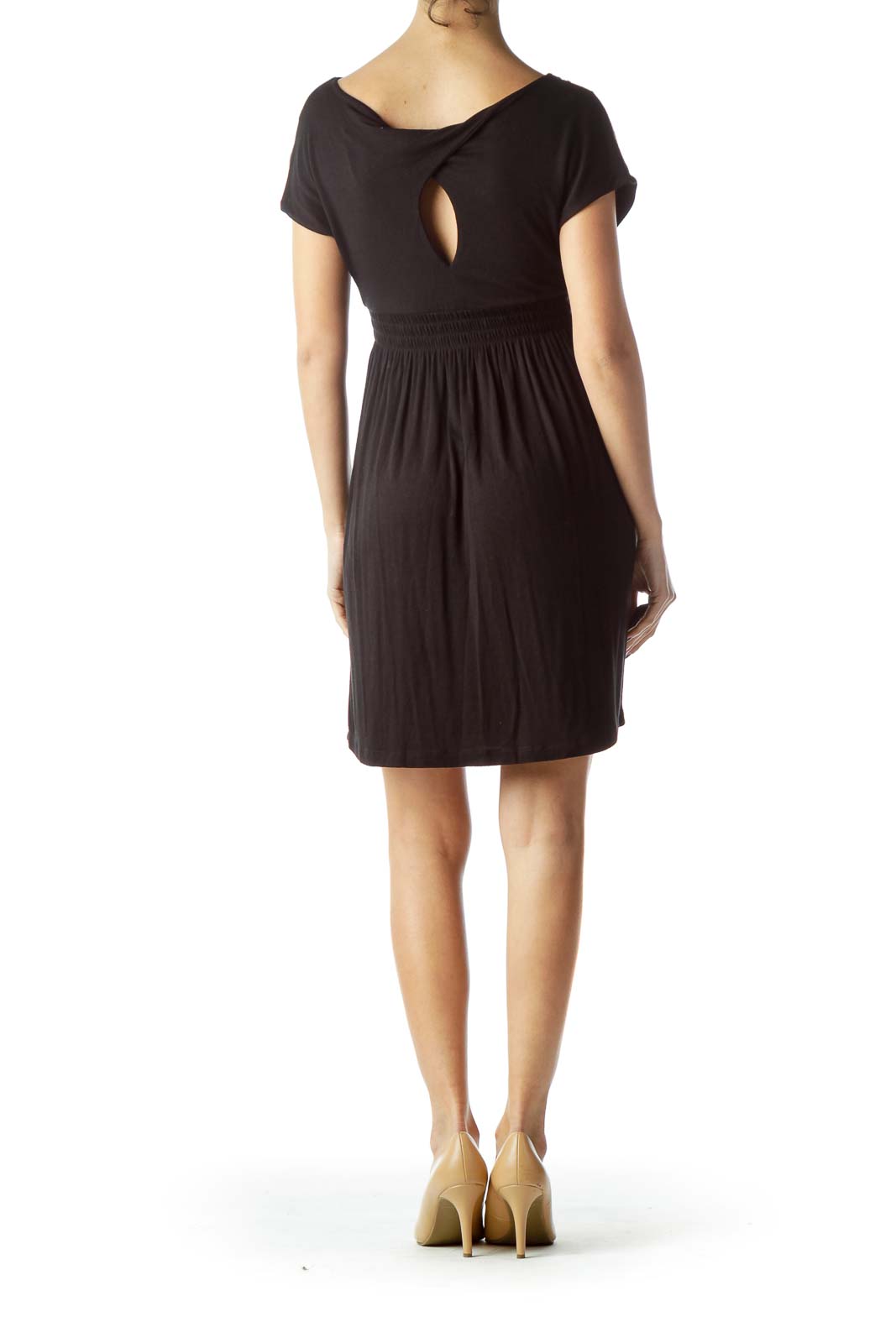 Black Neckline Embellished Stretch Dress