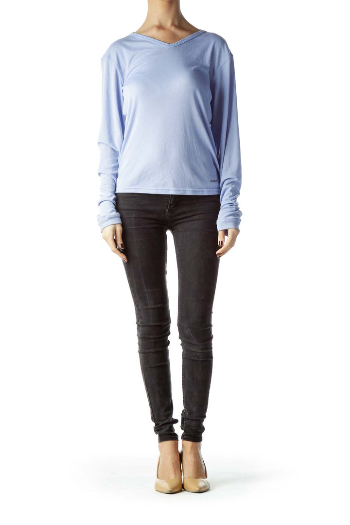 Baby Blue Stretch Long Sleeve Knit Top