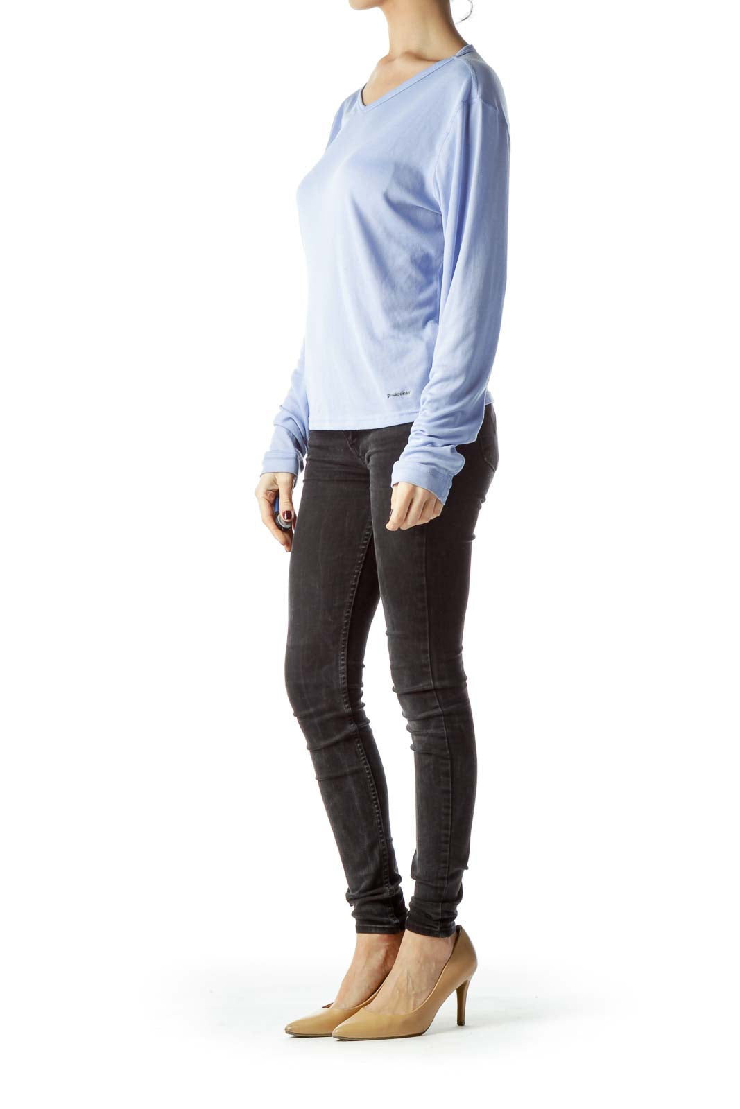 Baby Blue Stretch Long Sleeve Knit Top