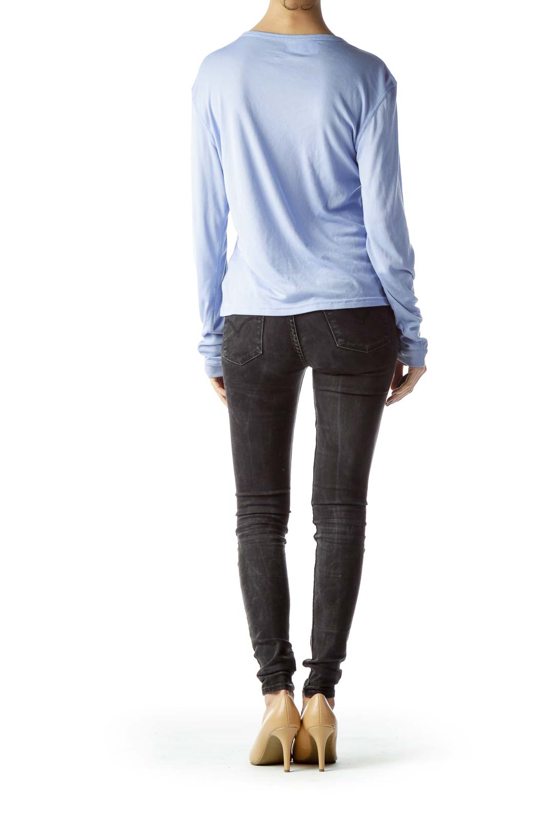 Baby Blue Stretch Long Sleeve Knit Top