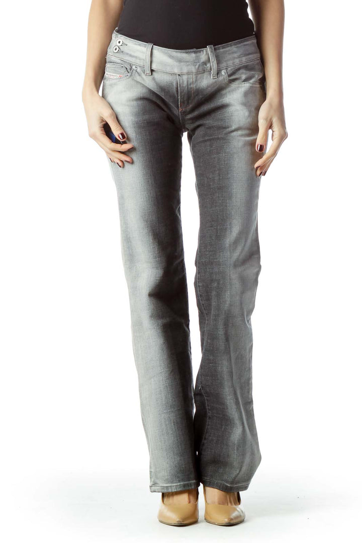 Two-Tone Gray Denim Jeans