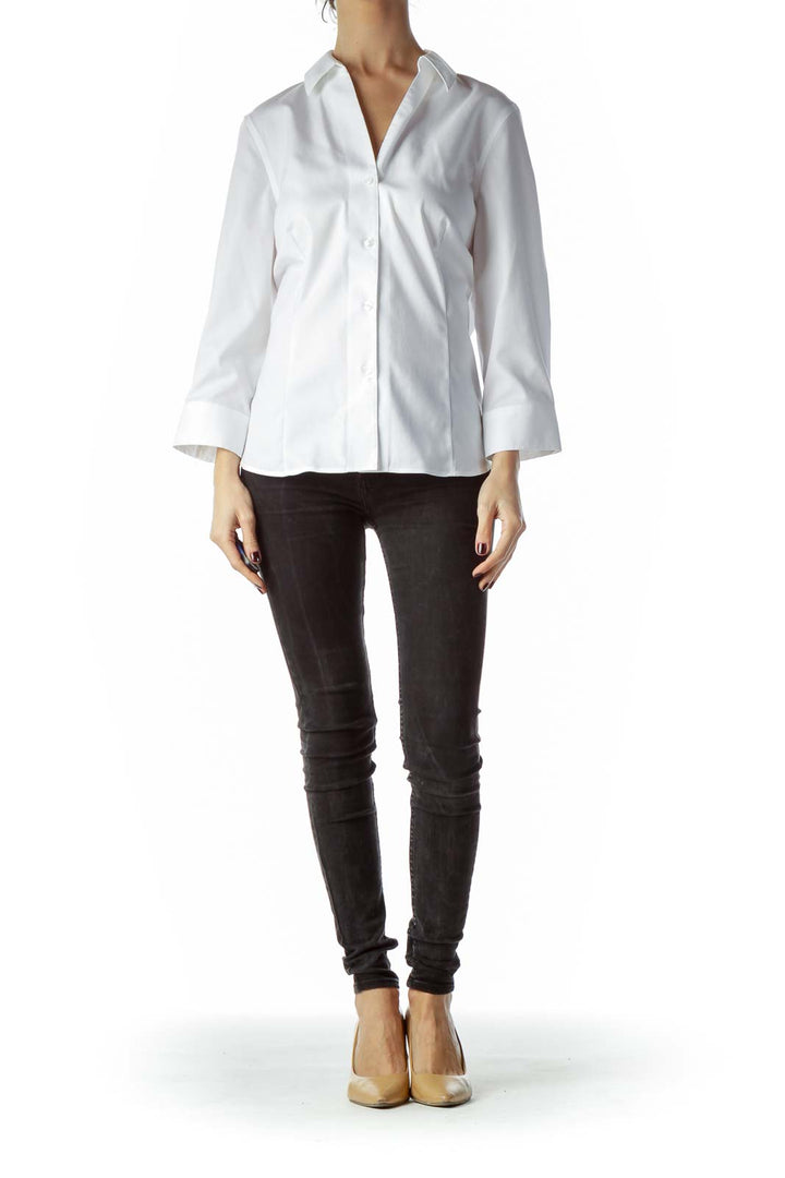 White 100% Cotton Collared Shirt