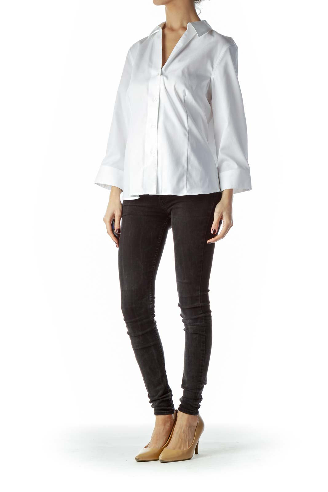 White 100% Cotton Collared Shirt