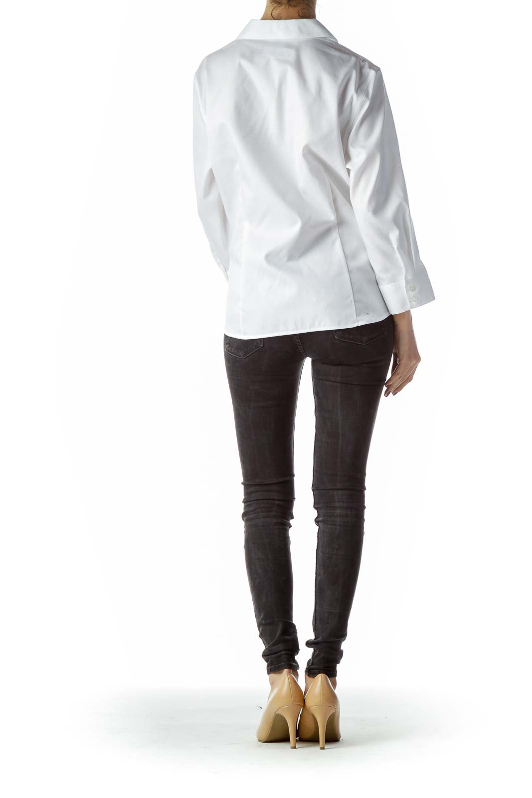 White 100% Cotton Collared Shirt