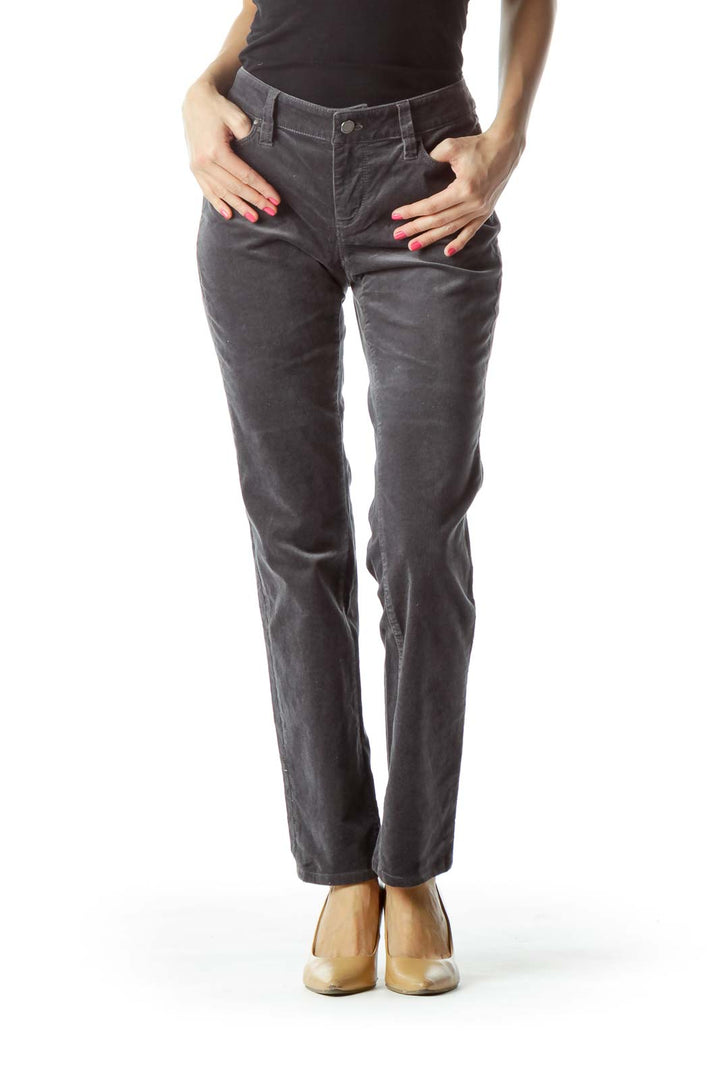 Gray Velvet Skinny Pants