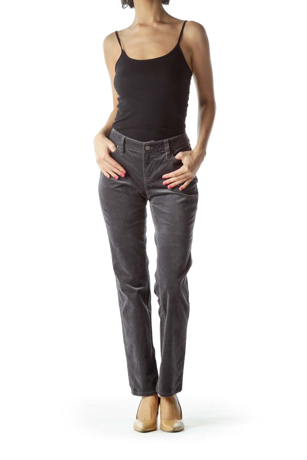 Gray Velvet Skinny Pants