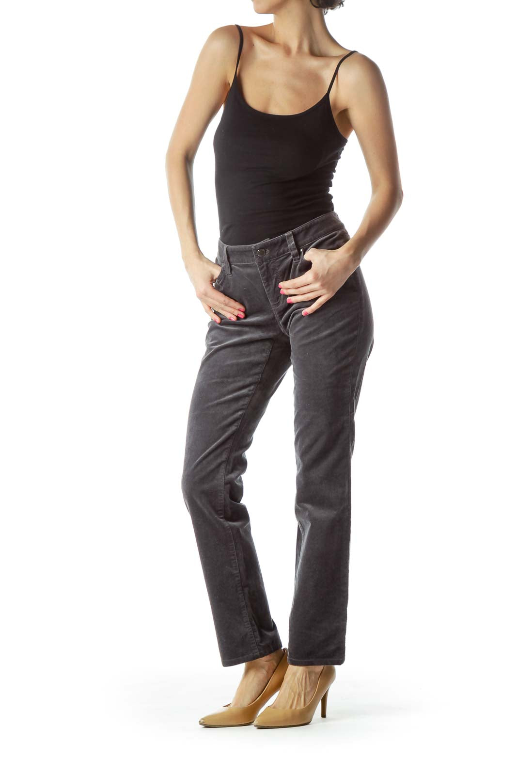 Gray Velvet Skinny Pants