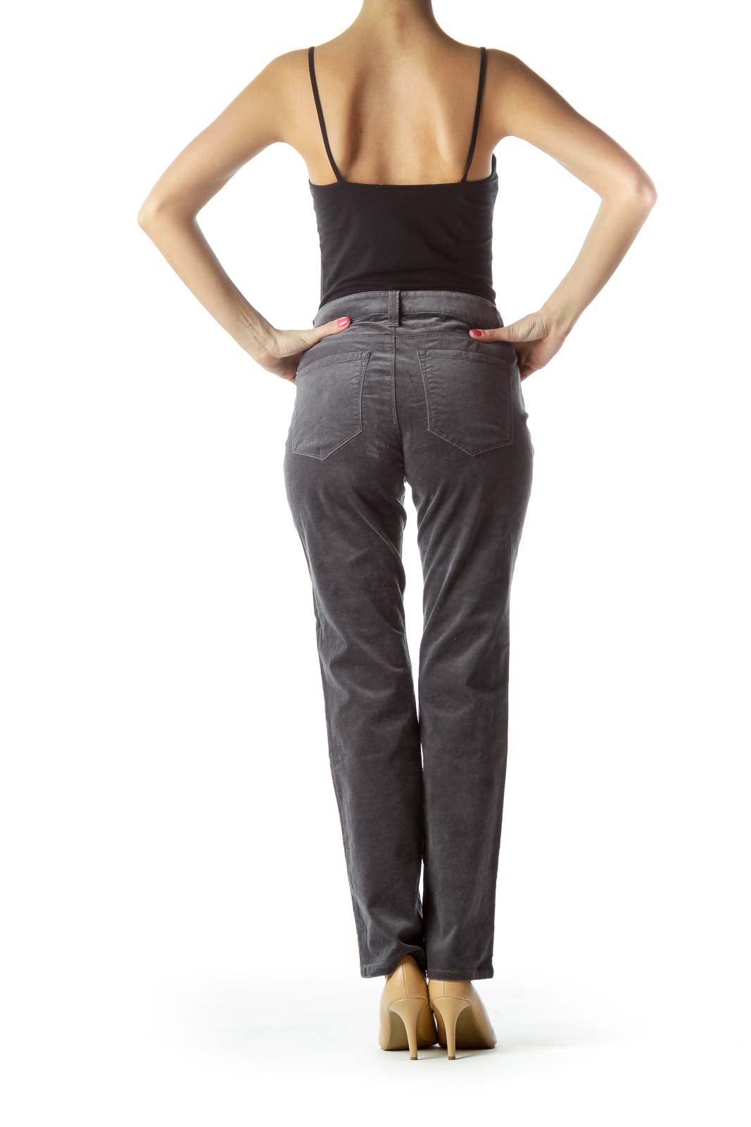 Gray Velvet Skinny Pants