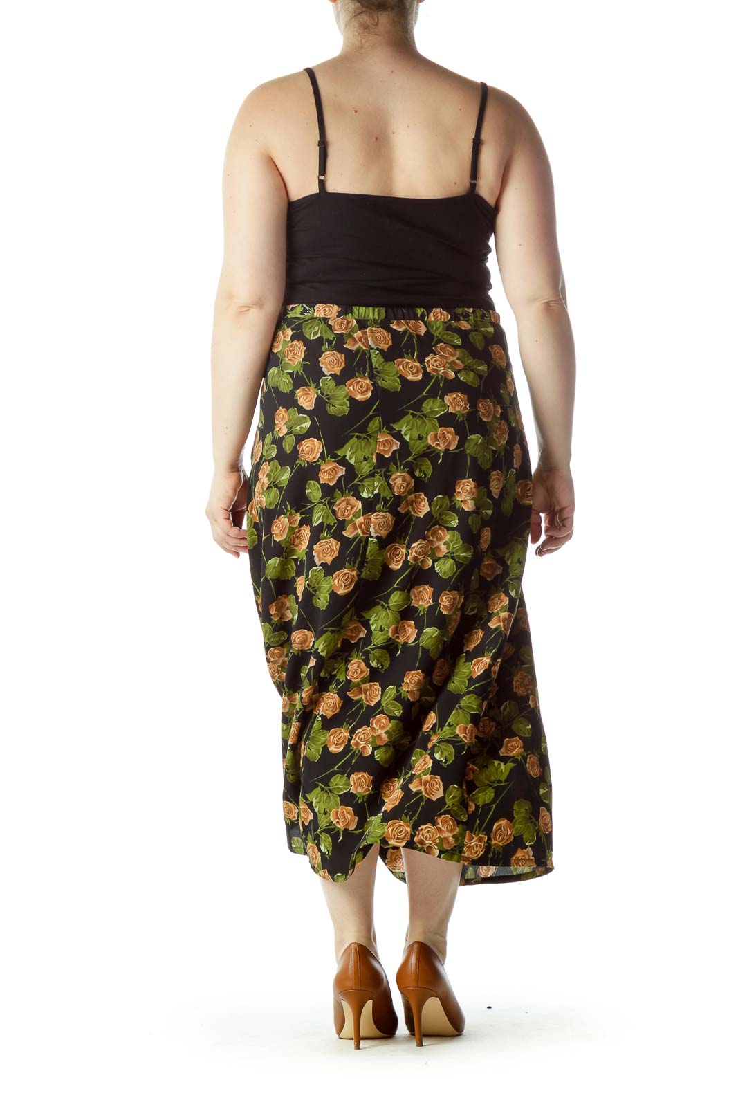 Black Printed Midi Skirt