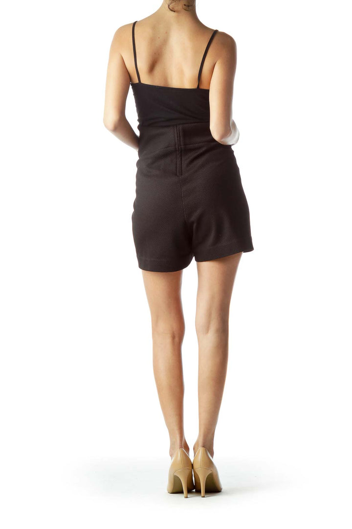 Black Textured Stretch Shorts