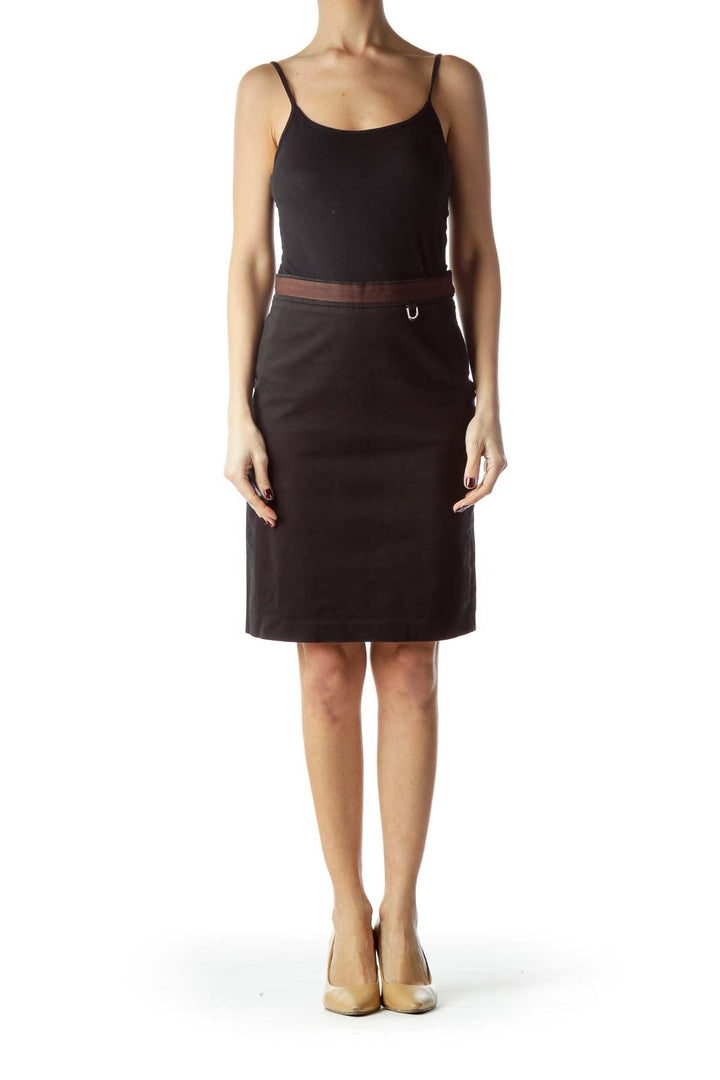 Black Brown Waist Pencil Skirt