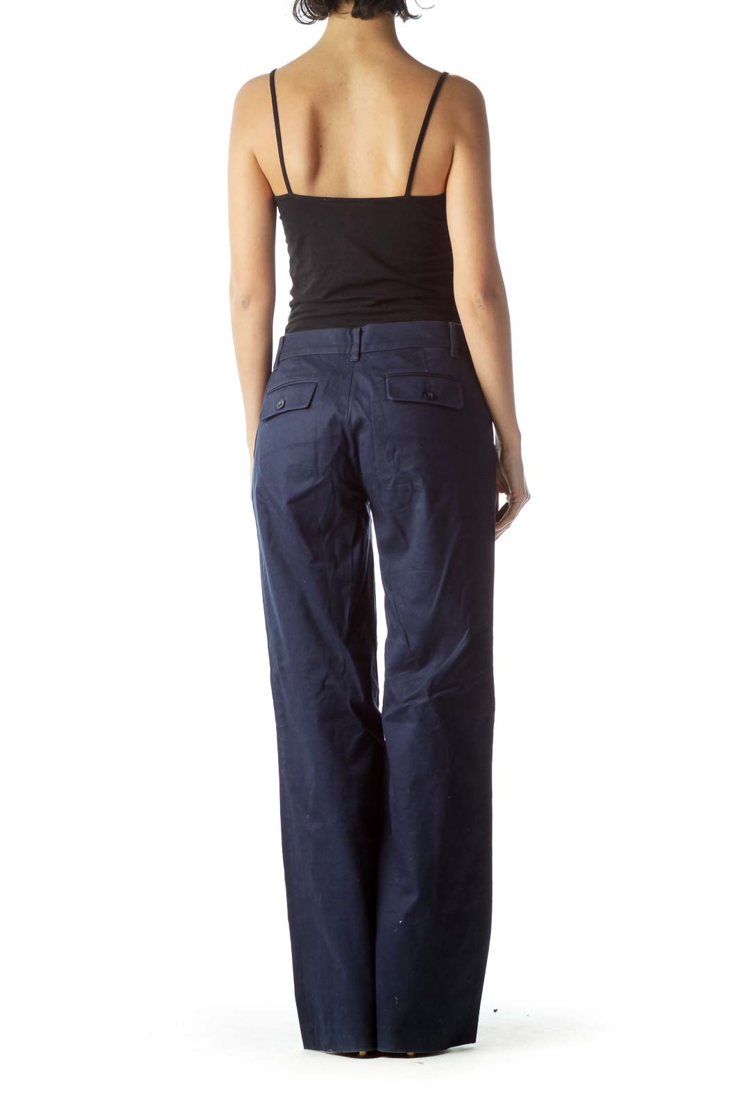 Navy Wide Leg Cotton Pants