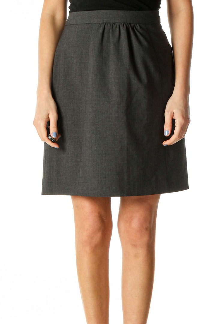 Gray Wool Pleated Skirt