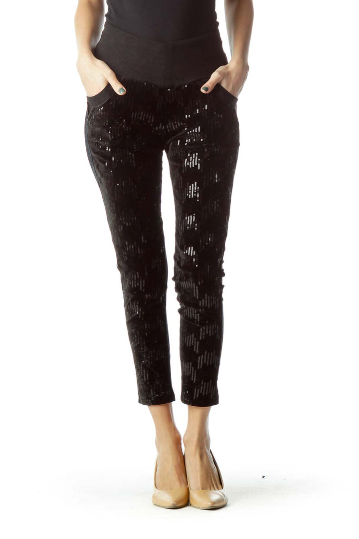 Black Velvet Sequin Leggings