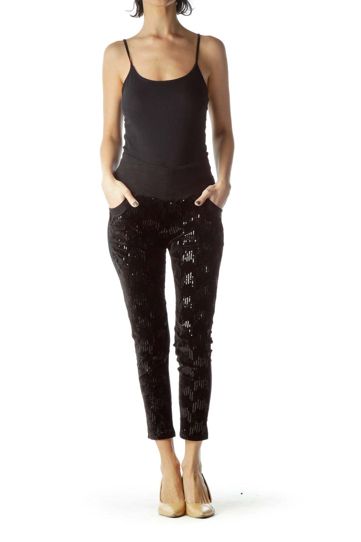 Black Velvet Sequin Leggings