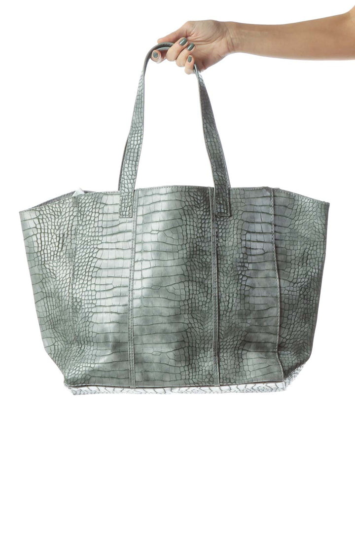 Gray Snake Skin Faux Leather Tote