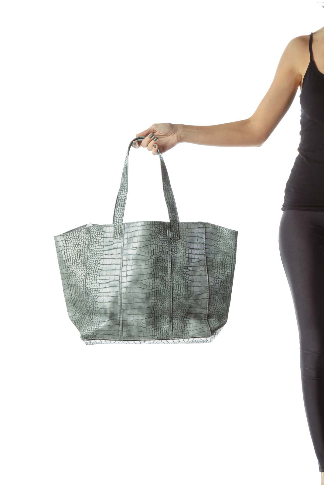 Gray Snake Skin Faux Leather Tote