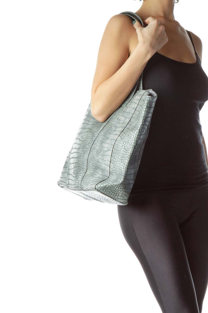 Gray Snake Skin Faux Leather Tote