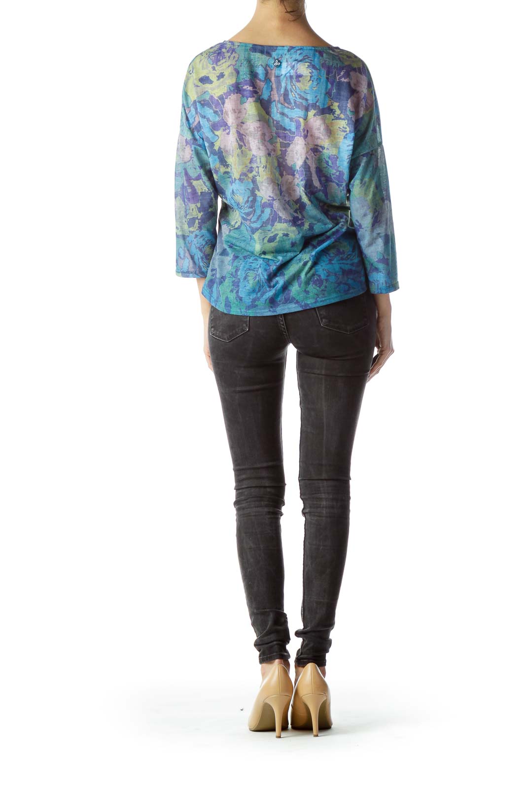 Multicolored Floral Print V-Neck Top