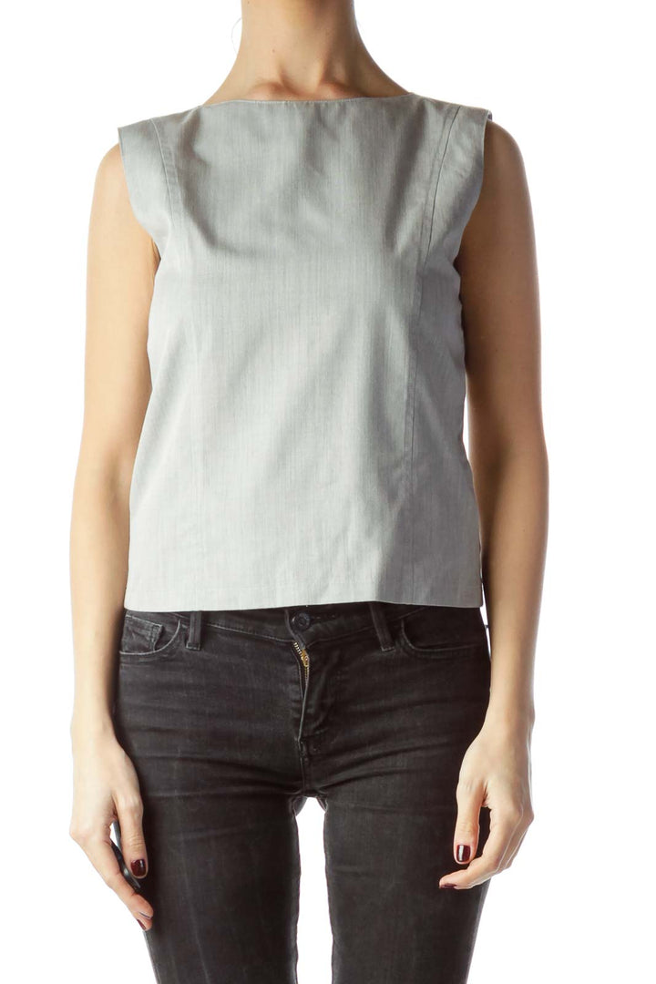 Gray Zippered Tank Top Blouse